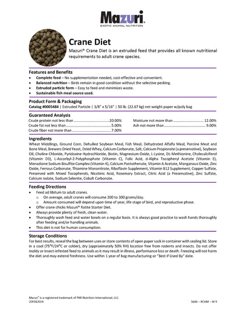 Mazuri Crane Diet 5646 - 50lb