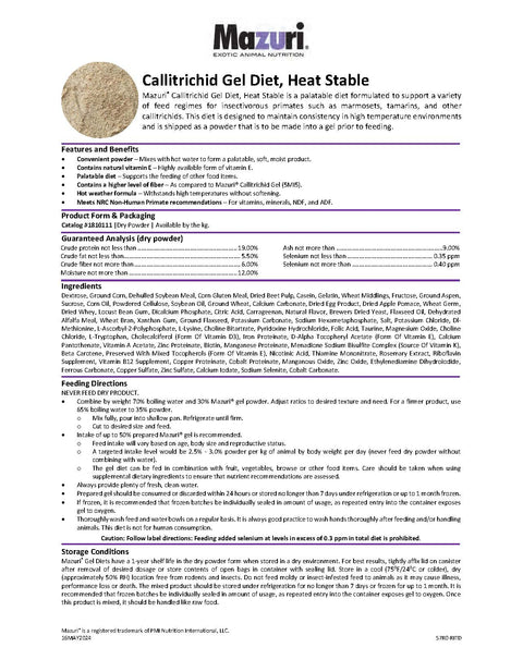 Mazuri Callitrichid Gel Diet, Heat Stable 57R0 - 1kg