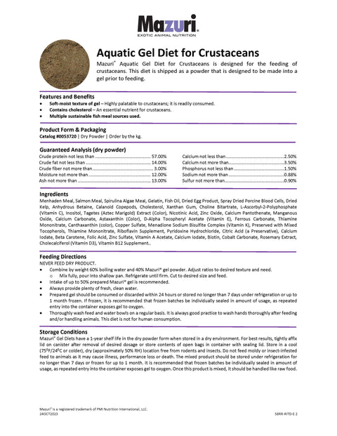 Mazuri Aquatic Gel Diet for Crustaceans 58RR - 1kg