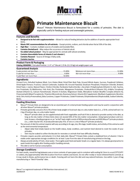 Mazuri Primate Maintenance Biscuit 5MA2 - 25lb