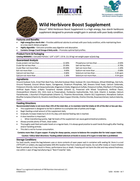 Mazuri Wild Herbivore Boost Supplement 5Z0D - 25lb