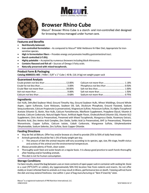 Mazuri Browser Rhino Cube 5Z1P - 40lb