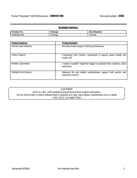 Purina Omolene 200 Performance 35SG - 50lb