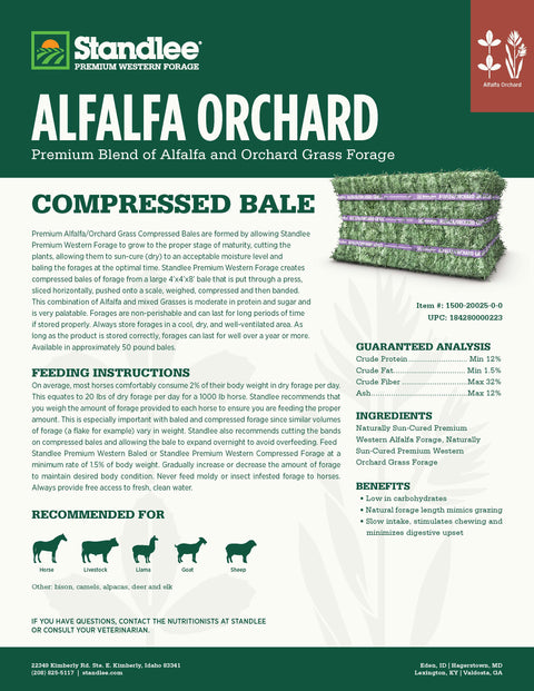 Alfalfa Orchard Compressed Bale - 50lbs