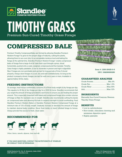 Timothy Compressed Bale - 50lbs