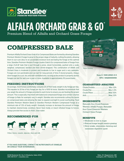 Alfalfa Orchard Grab & Go Bale - 50lbs