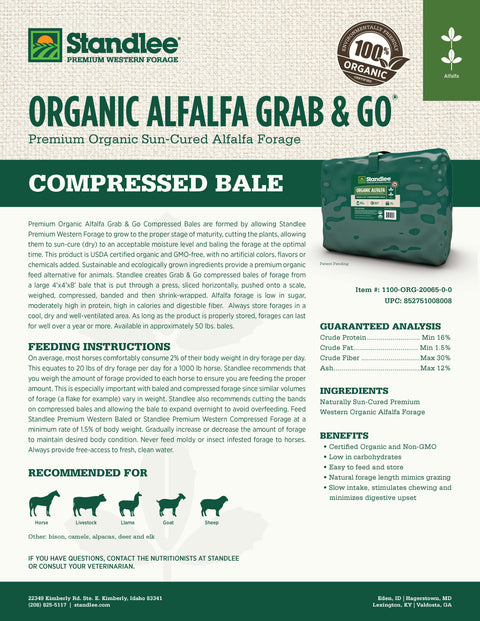 Organic Alfalfa Grab & Go Bale - 50lbs