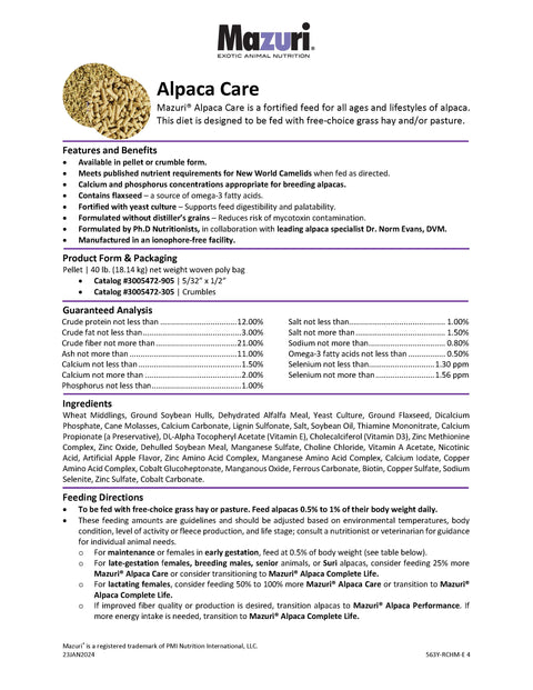 Mazuri Alpaca Care 563Y - Crumbles