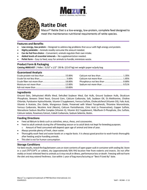 Mazuri Ratite Diet Maintenance 5647 - 50lb