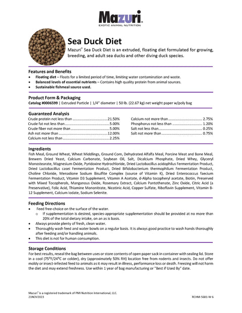 Mazuri Sea Duck Diet 5681 - 50lb