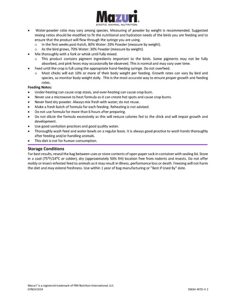 Mazuri Ramphastid Hand Feeding Formula 5M3H - 2kg