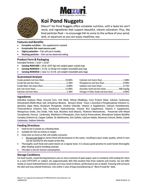 Mazuri Koi Pond Nuggets 5M78 - 3.5lb