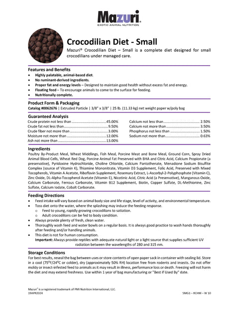 Mazuri Crocodilian Diet-Small 5MG1
