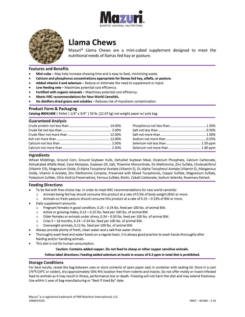 Mazuri Llama Chews 5MI7 - 50lb