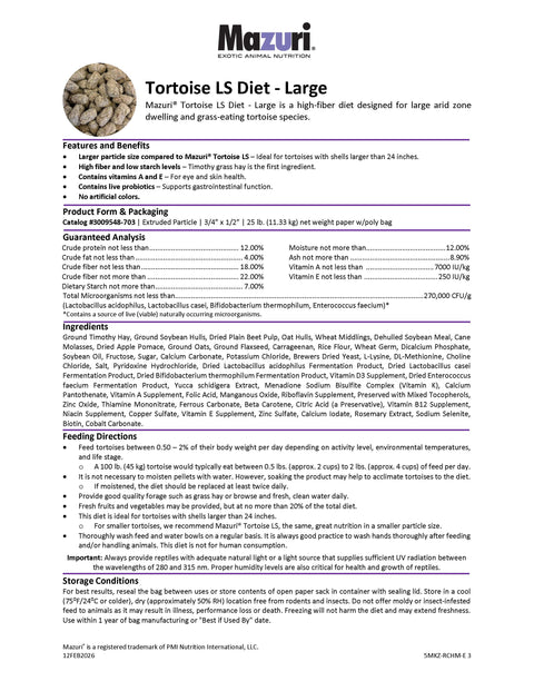 Mazuri Tortoise LS Diet 5MKZ - Large