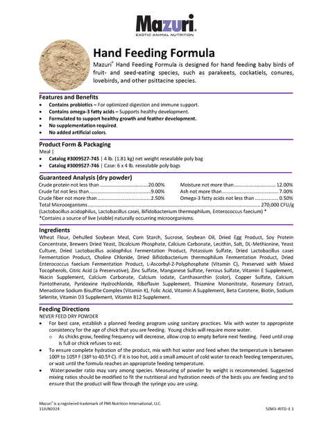 Mazuri Hand Feeding Formula 5ZM3 - 4lb