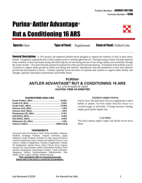 Purina Antler ADV Rut & Conditioning 16 ARS 528R - 50lb