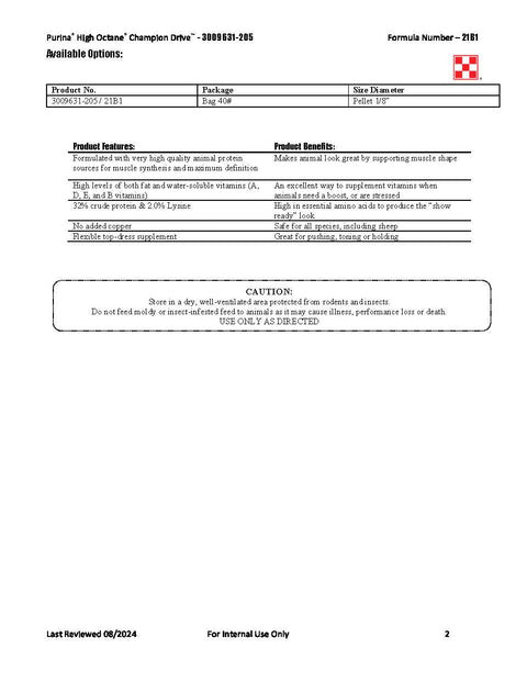 Purina High Octane Champion Drive 21B1 - 40lb