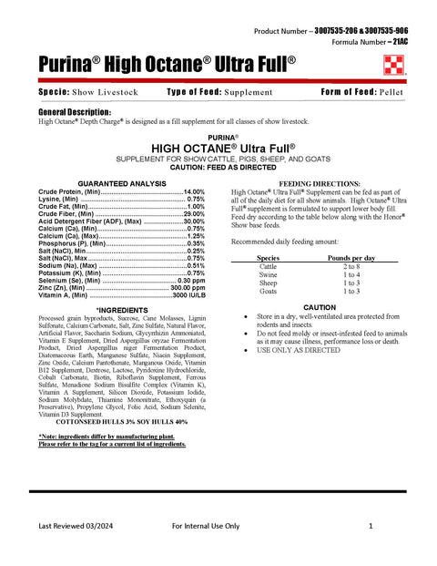 Purina High Octane Ultra Full 21AC - 50lb