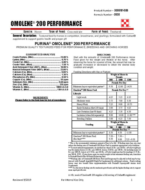 Purina Omolene 200 Performance 35SG - 50lb