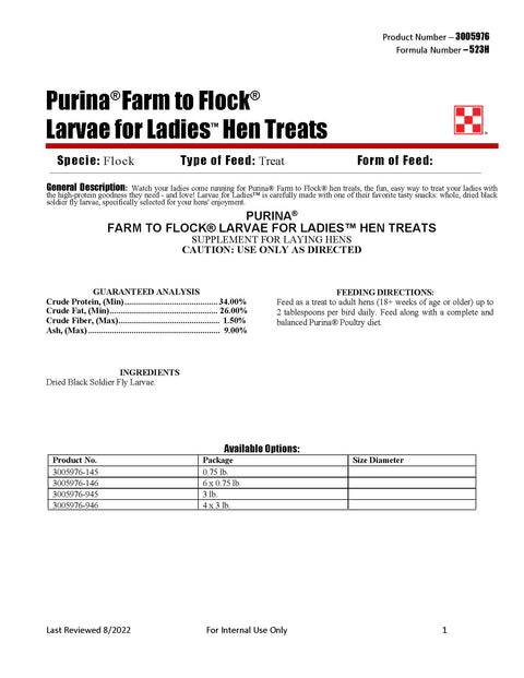 Purina Hen Treats BSFL 523H - 3lb