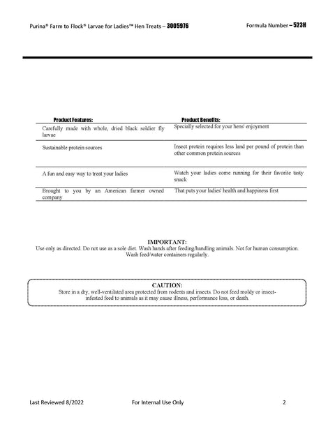 Purina Hen Treats BSFL 523H - 3lb