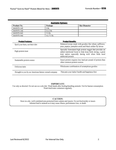 Purina Hen Treats Protein Blend 523G - 7.5lb