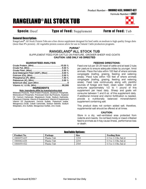 Purina RangeLand AllStock LW37 - 125lb Tub