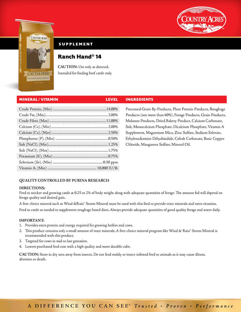 Purina Ranch Hand 14 Cube 3/4-7/8 36FT - 50lb