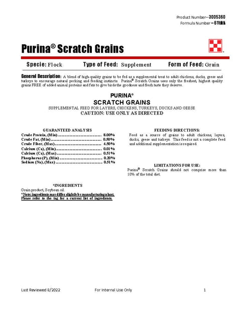 Purina Scratch Grain 61WW - 25lb