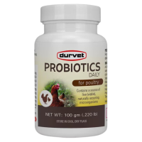 Durvet Probiotics for Poultry. White bottle