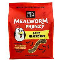 Happy Hen Meal Worm Frenzy. 5-lb bag red bag.