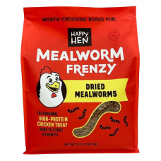 Happy Hen Meal Worm Frenzy. 5-lb bag red bag.