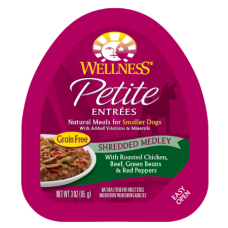 Wellness Petite Entrees Shredded Medley with Roasted Chicken, Beef, Green Beans & Red Peppers Grain-Free Wet Dog Food