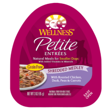 Wellness Petite Entrees Shredded Medley with Roasted Chicken, Duck, Peas & Carrots Grain-Free Wet Dog Food