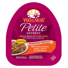 Wellness Petite Entrees Shredded Medley with Tender Chicken, Turkey, Carrots & Green Beans Grain-Free Wet Dog Food