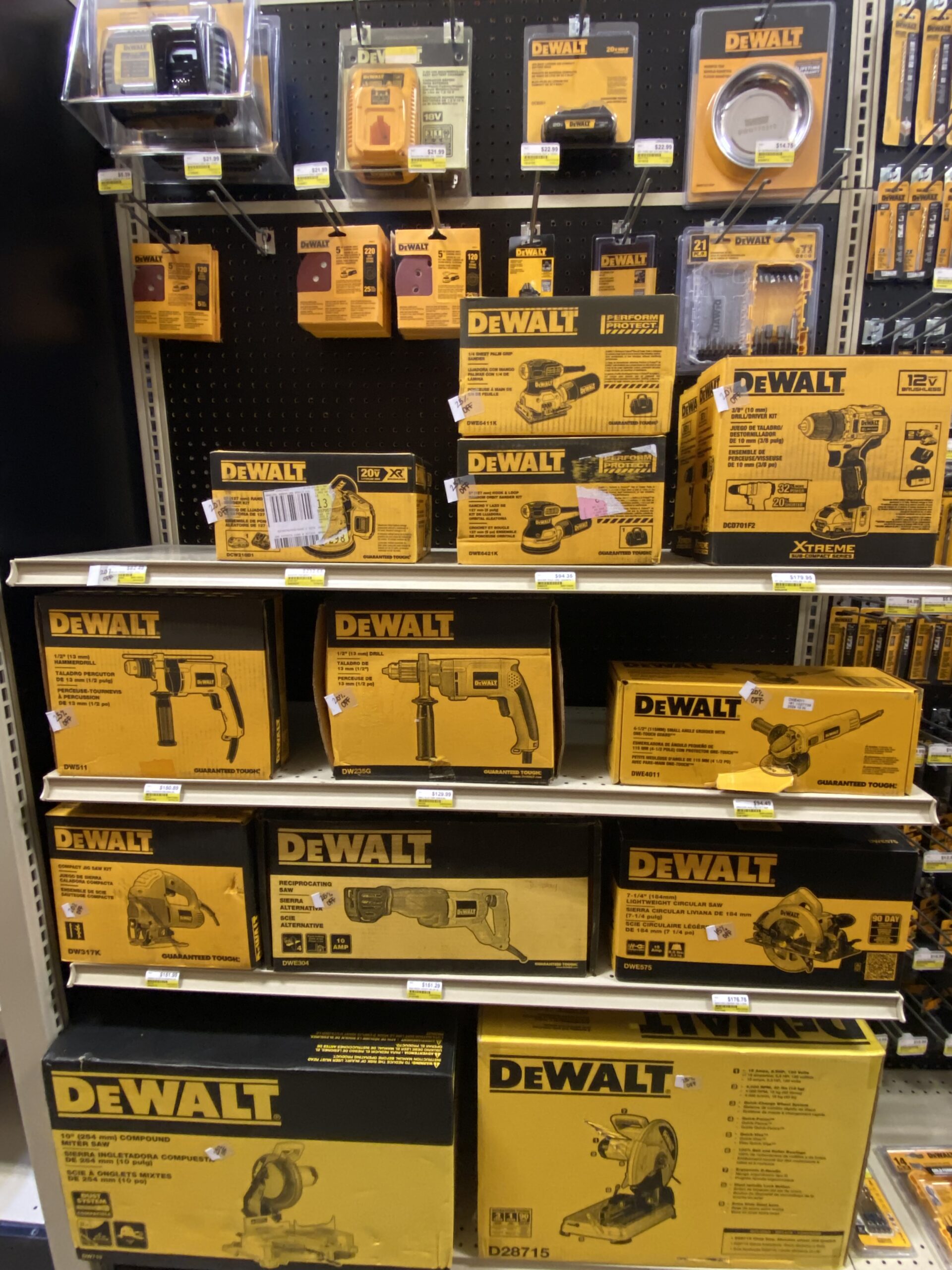 Dewalt Power tools at Argyle Feed store.